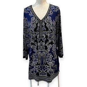 JM Collection Elegant Blue and Black Women's 3X Dress